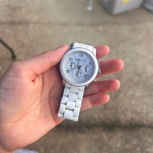 Michael Kors Silver and White Chronograph Watch